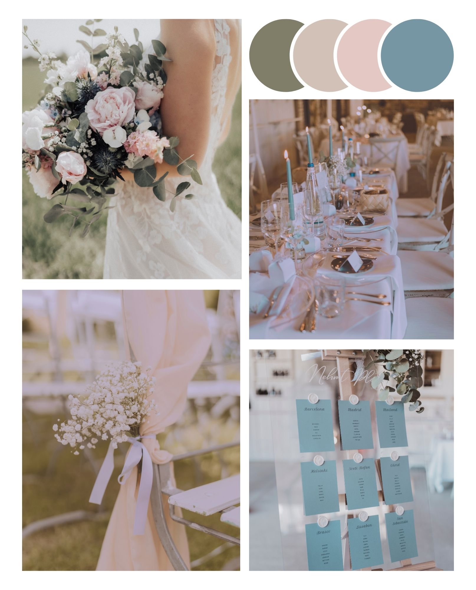 Rose and blue pastell
